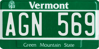 VT license plate AGN569