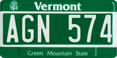 VT license plate AGN574