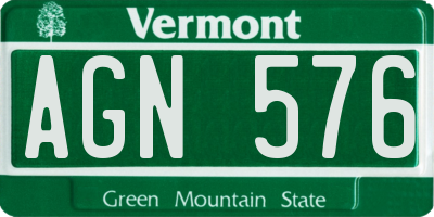 VT license plate AGN576