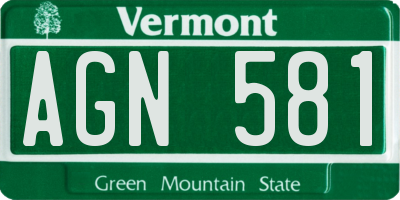 VT license plate AGN581