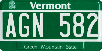 VT license plate AGN582