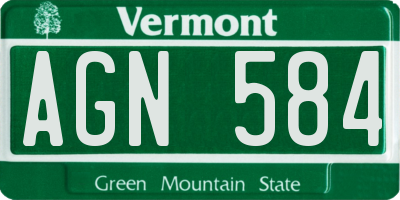 VT license plate AGN584