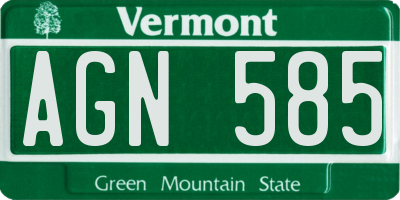 VT license plate AGN585