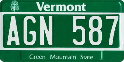 VT license plate AGN587