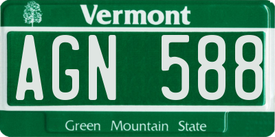 VT license plate AGN588