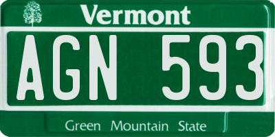 VT license plate AGN593