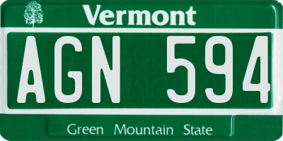 VT license plate AGN594