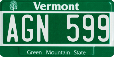 VT license plate AGN599