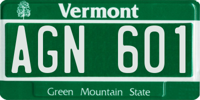VT license plate AGN601