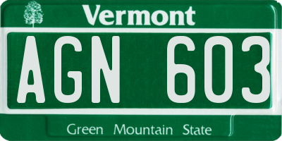 VT license plate AGN603