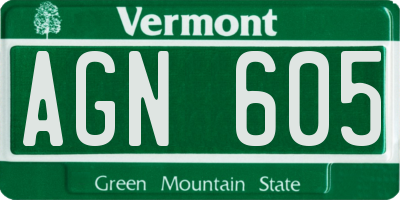 VT license plate AGN605