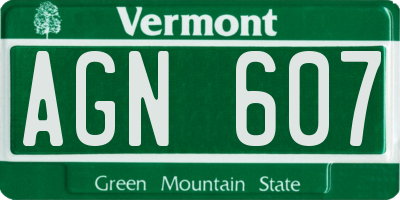 VT license plate AGN607