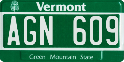 VT license plate AGN609