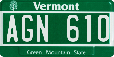 VT license plate AGN610