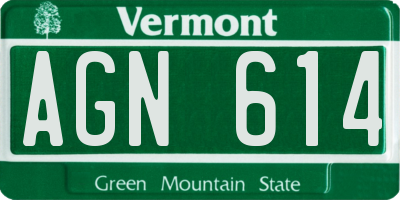 VT license plate AGN614