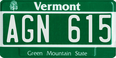 VT license plate AGN615
