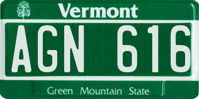 VT license plate AGN616