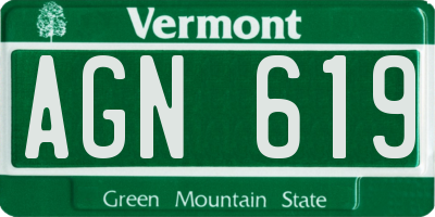 VT license plate AGN619