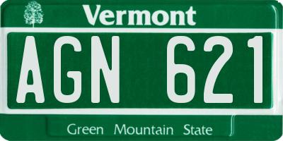 VT license plate AGN621