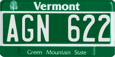VT license plate AGN622