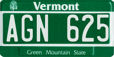 VT license plate AGN625