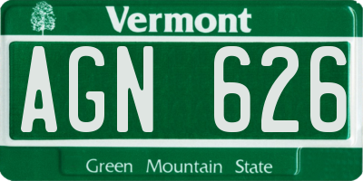 VT license plate AGN626