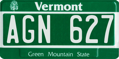 VT license plate AGN627
