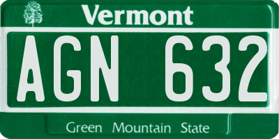 VT license plate AGN632