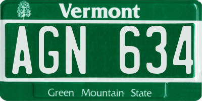 VT license plate AGN634