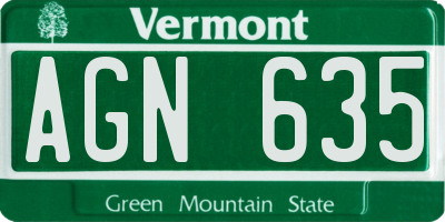 VT license plate AGN635