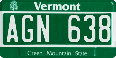 VT license plate AGN638