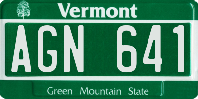 VT license plate AGN641