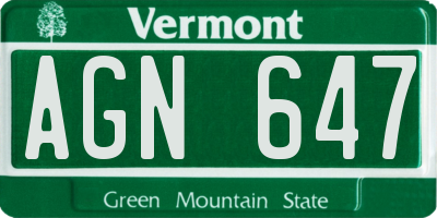 VT license plate AGN647