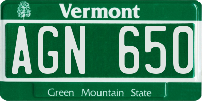VT license plate AGN650