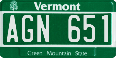 VT license plate AGN651