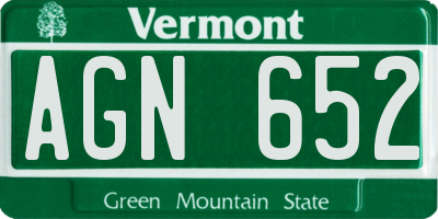 VT license plate AGN652
