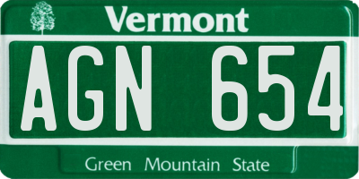 VT license plate AGN654