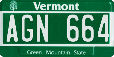 VT license plate AGN664