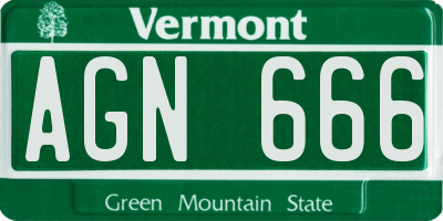 VT license plate AGN666