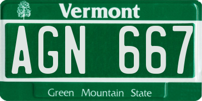 VT license plate AGN667