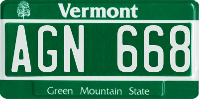 VT license plate AGN668