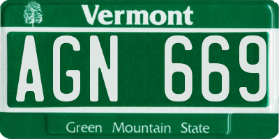 VT license plate AGN669