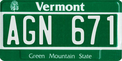VT license plate AGN671