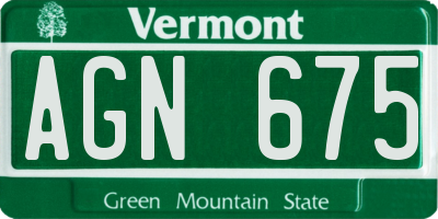 VT license plate AGN675