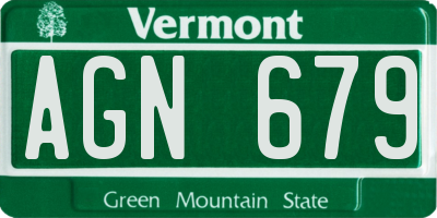 VT license plate AGN679