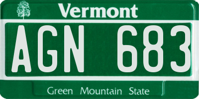 VT license plate AGN683
