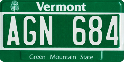 VT license plate AGN684