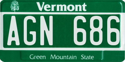 VT license plate AGN686