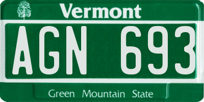 VT license plate AGN693
