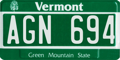 VT license plate AGN694